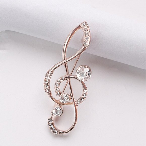 Brooch Music Symbol Rhinestone Sparkle Gemstone Clothing Accessorie Girl Pins - Picture 2 of 4